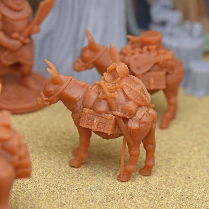 Miniature dnd figures Warrior Pack Mule 3D printed for tabletop wargames and miniatures-Miniature-Black Scroll Games- GriffonCo Shoppe
