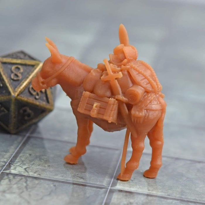 Miniature dnd figures Warrior Pack Mule 3D printed for tabletop wargames and miniatures-Miniature-Black Scroll Games- GriffonCo Shoppe