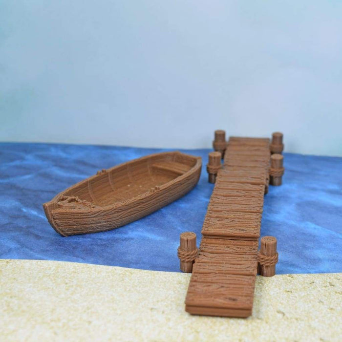 Tabletop wargaming terrain Docks & Rowboat for dnd accessories-Scatter Terrain-EC3D- GriffonCo Shoppe