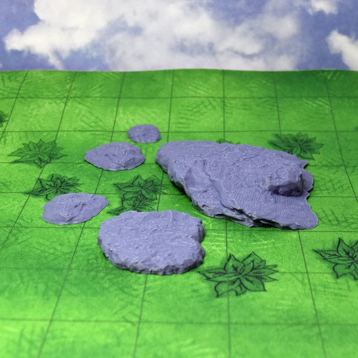 Tabletop wargaming terrain Flat River Rocks for dnd accessories-Scatter Terrain-Fat Dragon Games- GriffonCo Shoppe