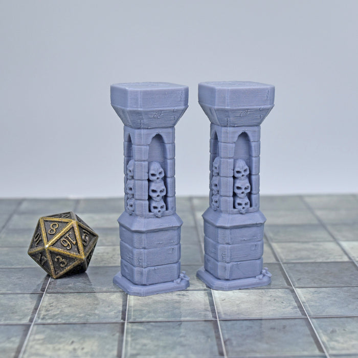 Tabletop wargaming terrain Skull Pillars for dnd accessories-Scatter Terrain-Lost Adventures- GriffonCo Shoppe