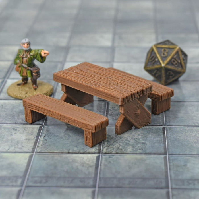 Tabletop wargaming terrain Table & Benches for dnd accessories-Scatter Terrain-Fat Dragon Games- GriffonCo Shoppe