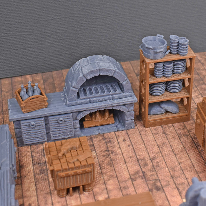 Village terrain Tavern Kitchen dnd miniatures set or scatter-Scatter Terrain-EC3D- GriffonCo Shoppe