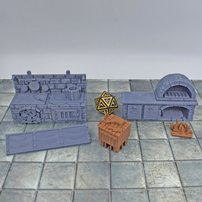 Village terrain Tavern Kitchen dnd miniatures set or scatter-Scatter Terrain-EC3D- GriffonCo Shoppe