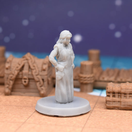 dnd Miniature Fisherman's Wife village dnd figures for tabletop wargaming-Miniature-EC3D- GriffonCo Shoppe