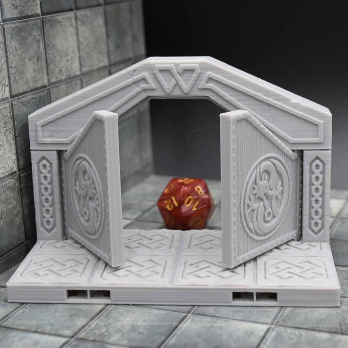 dnd Tiles DragonLock - Dwarven - Double Door is 3D Printed for-Terrain Tiles-Fat Dragon Games- GriffonCo Shoppe