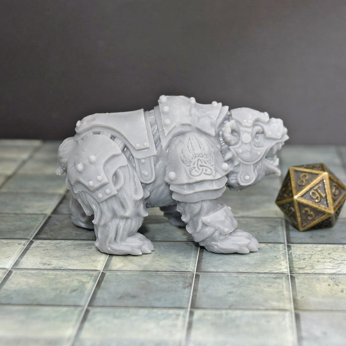 dnd miniature Dwarven War Bear for dungeons and slaying dragons in tabletop wargaming.-Miniature-Miniatures of Madness- GriffonCo Shoppe