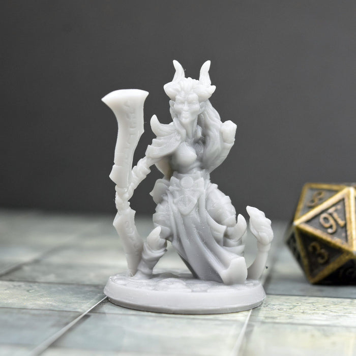 dnd miniature Female Demonkin with Valdris Blade for dungeons and slaying dragons in tabletop wargaming.-Miniature-Arbiter- GriffonCo Shoppe