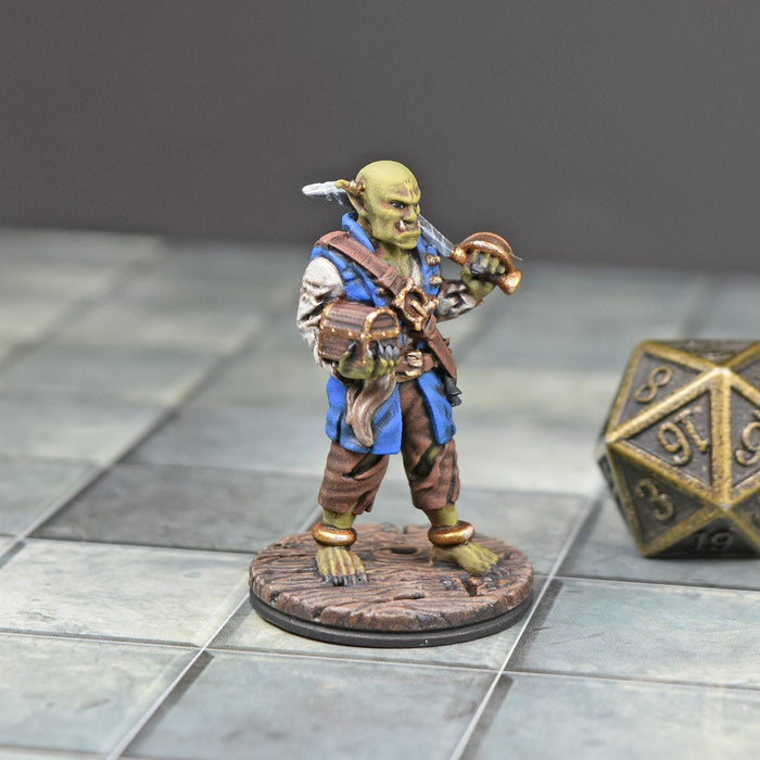dnd miniature Painted Orc Pirate with Chest for dungeons and slaying dragons in tabletop wargaming.-Miniature-Vae Victis- GriffonCo Shoppe