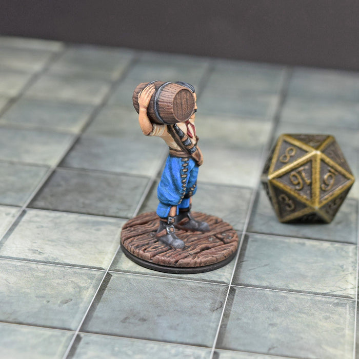 dnd miniature Painted Pirate Carrying Barrel for dungeons and slaying dragons in tabletop wargaming.-Miniature-EC3D- GriffonCo Shoppe