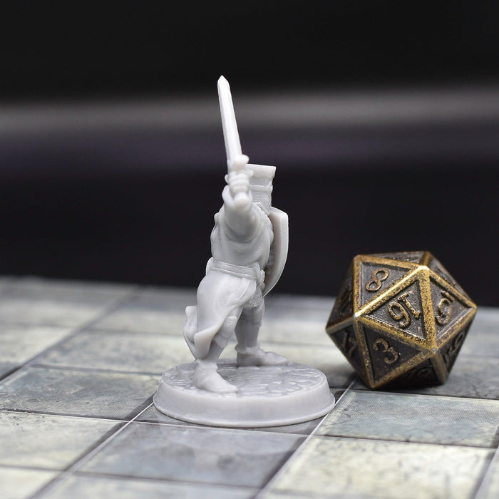 dnd miniature Paladin Crusader with Helmet for dungeons and slaying dragons in tabletop wargaming.-Miniature-Brite Minis- GriffonCo Shoppe