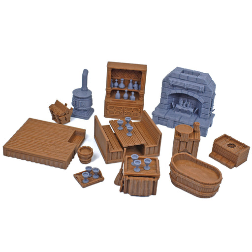 dnd terrain pieces Tavern and Inn accessories for fantasy tabletop wargaming-Scatter Terrain-EC3D- GriffonCo Shoppe